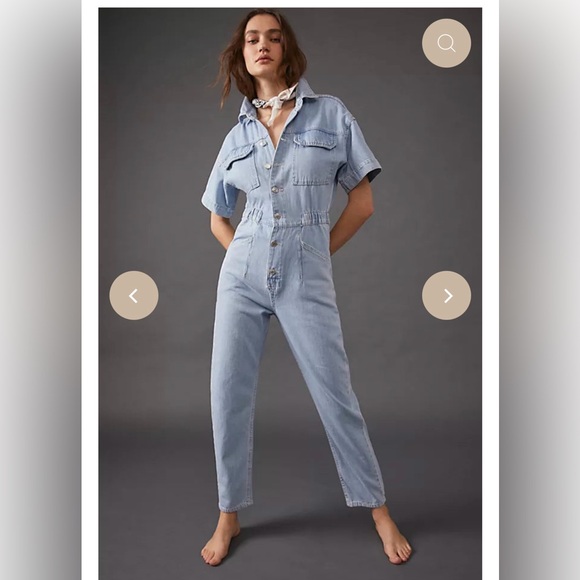 Free People Marci Coverall Jumpsuit in Blue Sky (light blue denim) - Picture 3 of 5